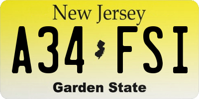 NJ license plate A34FSI