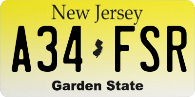 NJ license plate A34FSR