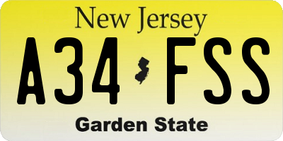 NJ license plate A34FSS