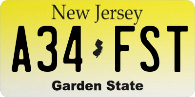 NJ license plate A34FST