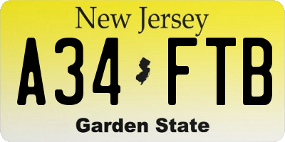 NJ license plate A34FTB