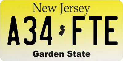 NJ license plate A34FTE