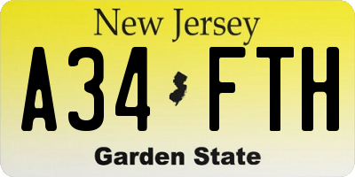 NJ license plate A34FTH