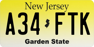 NJ license plate A34FTK