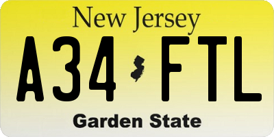 NJ license plate A34FTL