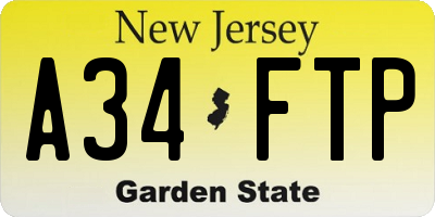 NJ license plate A34FTP