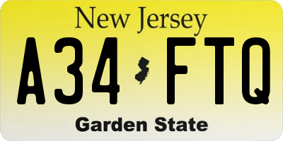 NJ license plate A34FTQ