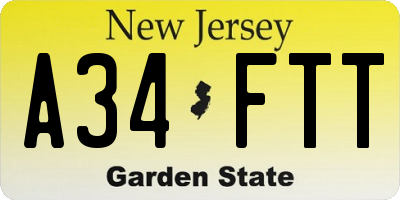 NJ license plate A34FTT