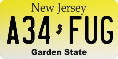 NJ license plate A34FUG