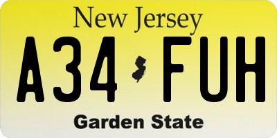 NJ license plate A34FUH
