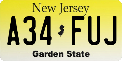 NJ license plate A34FUJ