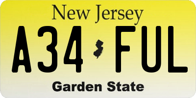 NJ license plate A34FUL
