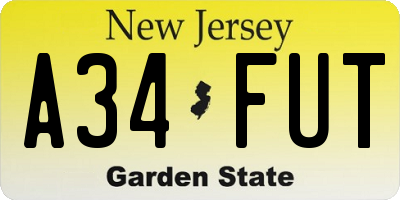 NJ license plate A34FUT