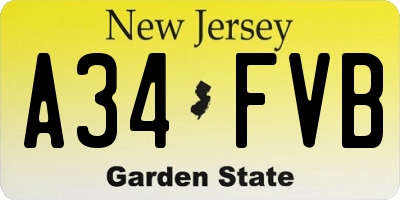 NJ license plate A34FVB