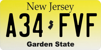 NJ license plate A34FVF