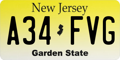 NJ license plate A34FVG