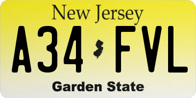 NJ license plate A34FVL