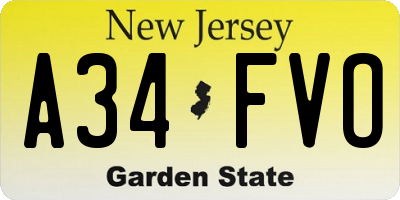 NJ license plate A34FVO