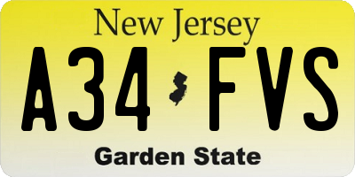 NJ license plate A34FVS