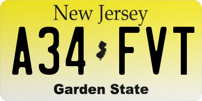 NJ license plate A34FVT