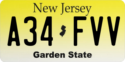 NJ license plate A34FVV