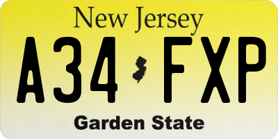 NJ license plate A34FXP