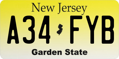 NJ license plate A34FYB