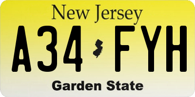 NJ license plate A34FYH