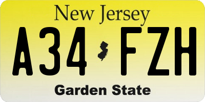 NJ license plate A34FZH
