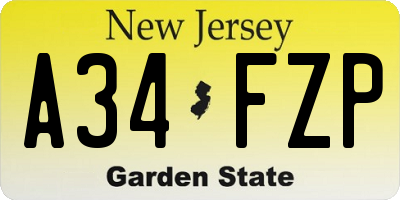 NJ license plate A34FZP