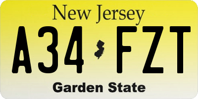 NJ license plate A34FZT