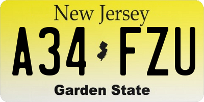 NJ license plate A34FZU