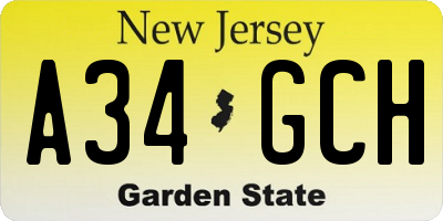 NJ license plate A34GCH