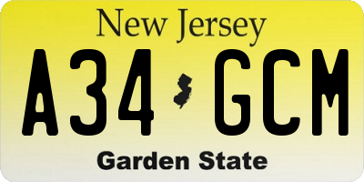 NJ license plate A34GCM