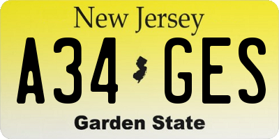 NJ license plate A34GES
