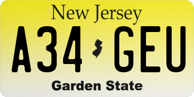 NJ license plate A34GEU