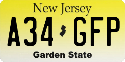 NJ license plate A34GFP