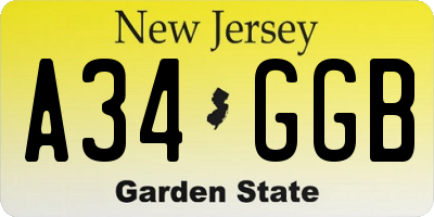 NJ license plate A34GGB