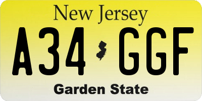 NJ license plate A34GGF