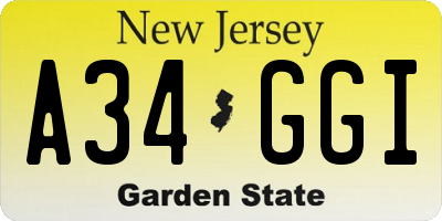NJ license plate A34GGI