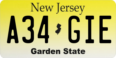 NJ license plate A34GIE
