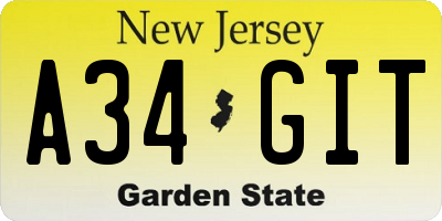 NJ license plate A34GIT