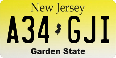 NJ license plate A34GJI