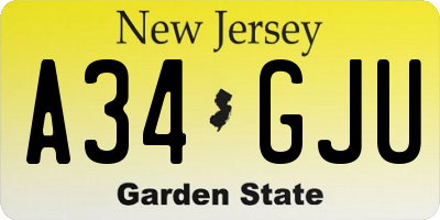 NJ license plate A34GJU