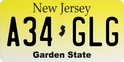 NJ license plate A34GLG