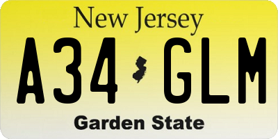 NJ license plate A34GLM