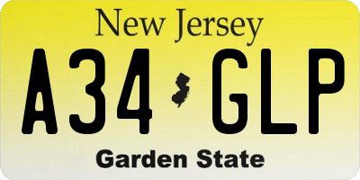 NJ license plate A34GLP