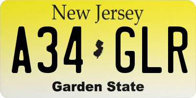 NJ license plate A34GLR