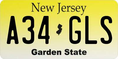 NJ license plate A34GLS