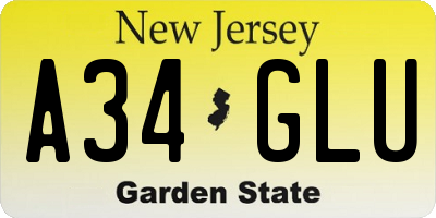 NJ license plate A34GLU